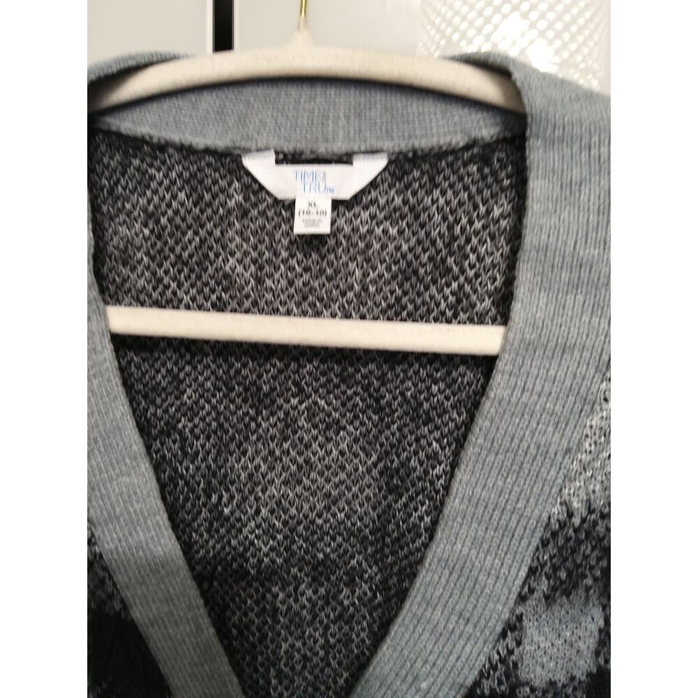 Buffalo plaid black gray  button-up cardigan sweater Time & True  size XL Soft - Picture 6 of 6